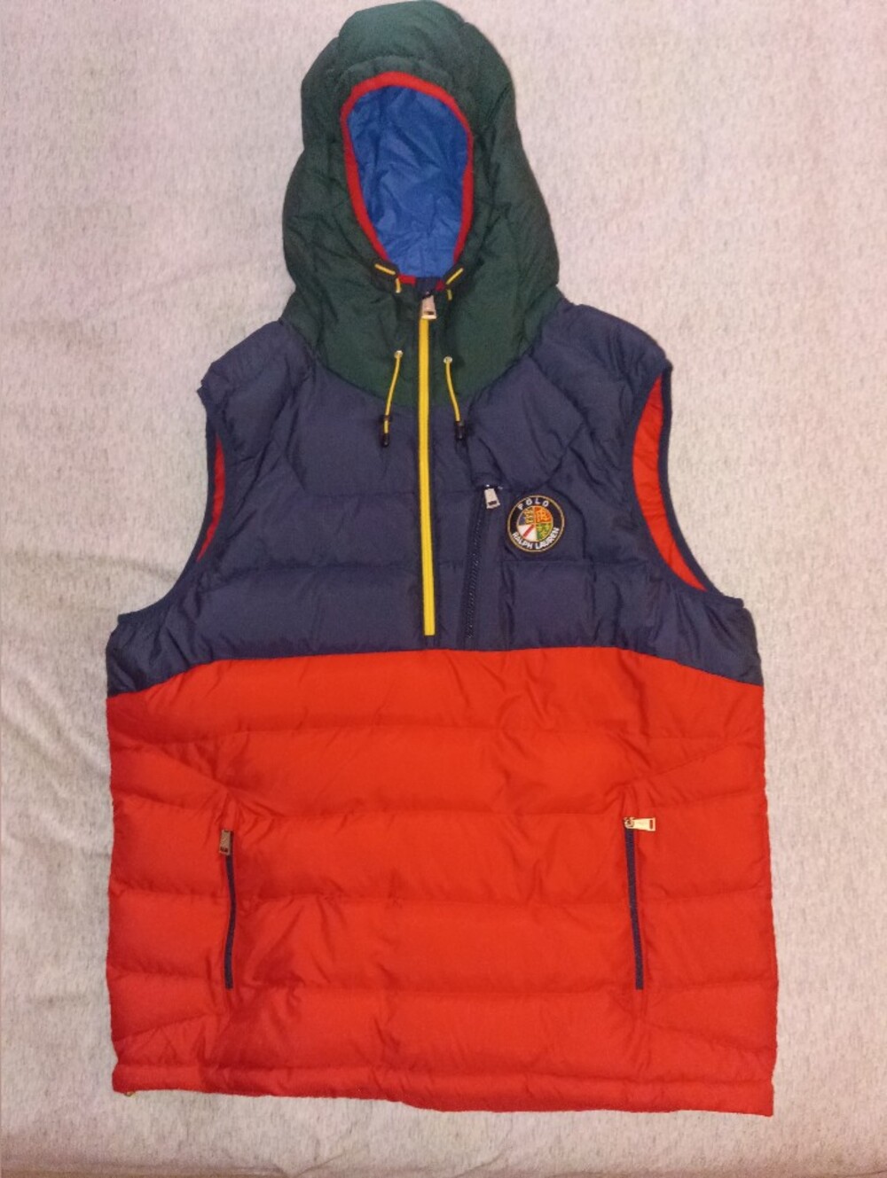 Polo Ralph Lauren Cookie Patched Hooded Down Vest Size L